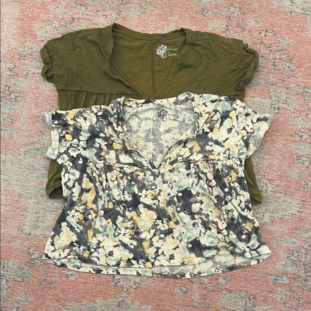 Bundle of Pilcro Floral and Olive Blouses